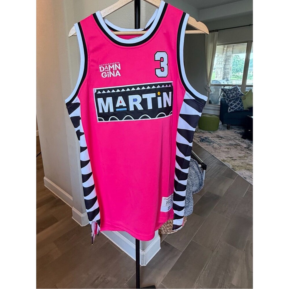 Headgear Classics Damn Gina Martin 90s TV Show Pink Men's Basketball Jersey L